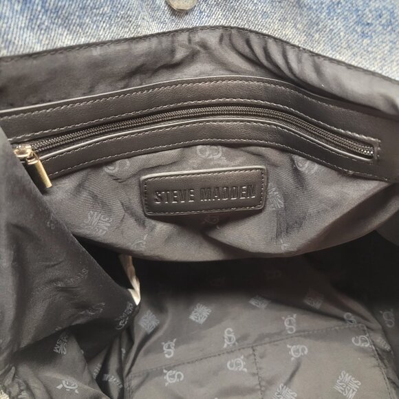 Steve Madden Banisia/Anisia Denim Multi-Pocket Tote Bag Blue Jean Large - Picture 6 of 15